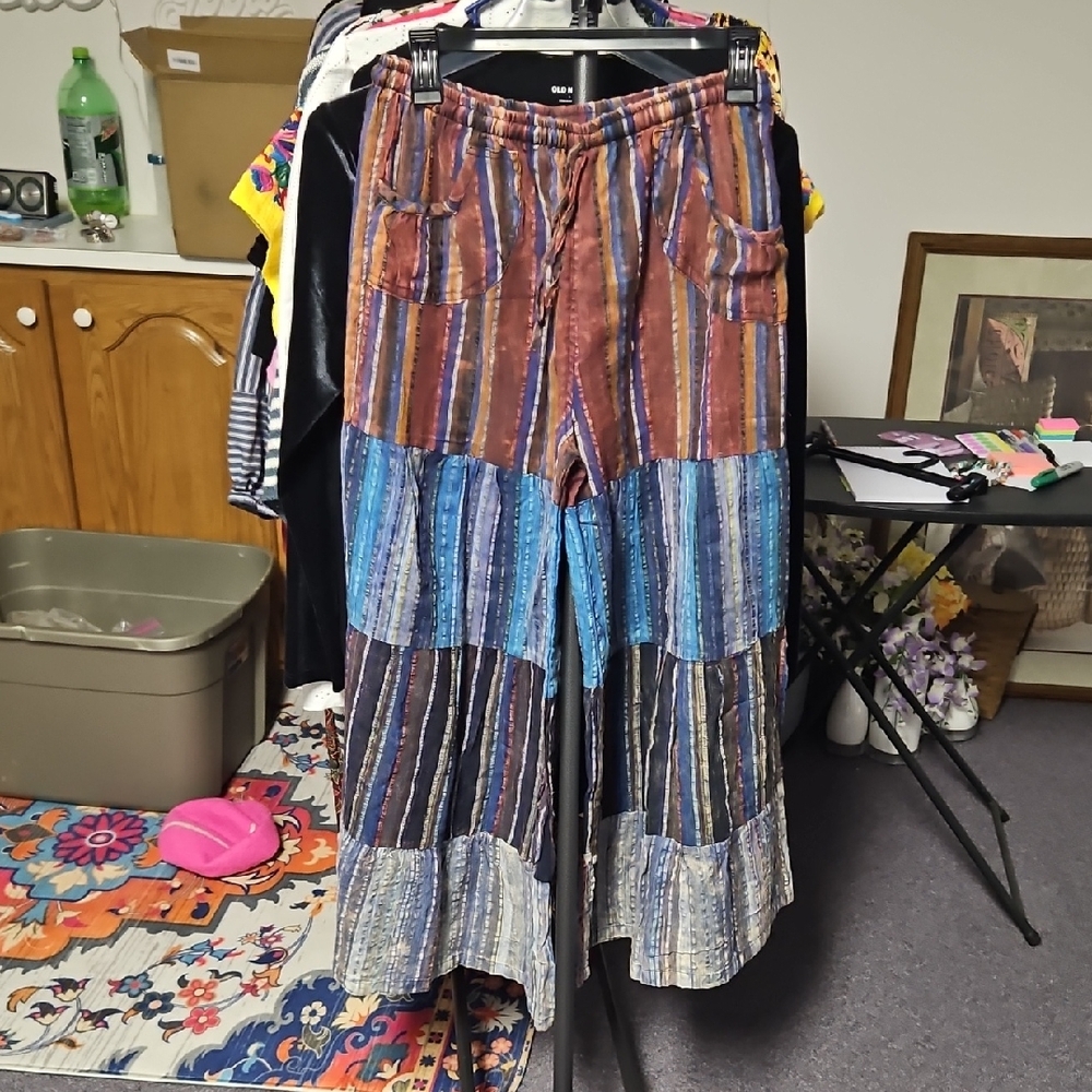 Gypsy Rose Bohemian Wide-Leg Patchwork Pants